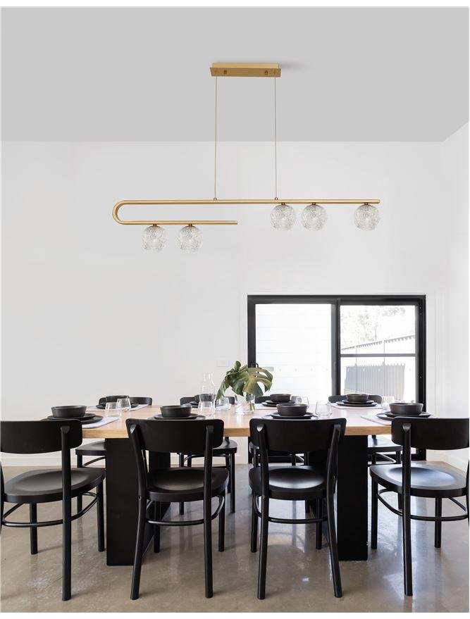 NV 9960273 Závěsné svítidlo MIRANO čiré strukturované sklo a mosaz zlatá G9 5x5W 230V IP20 bez žárovky - NOVA LUCE