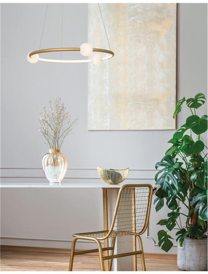 NV 9820600 AKCE - Závěsné svítidlo CELIA stmívatelné saténový zlatý hliník opálové sklo LED 36W 230V 3000K IP20 stmívatelné - NOVA LUCE