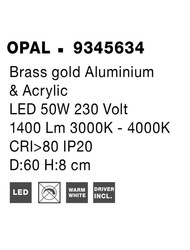 NV 9345634 Stropní svítidlo MORBIDO zlatý mosazný hliník a akryl LED 50W 230V 2700K - 4000K IP20 vč. dálkového ovládání stmívatelné Tuya - NOVA LUCE (obrázek 8)