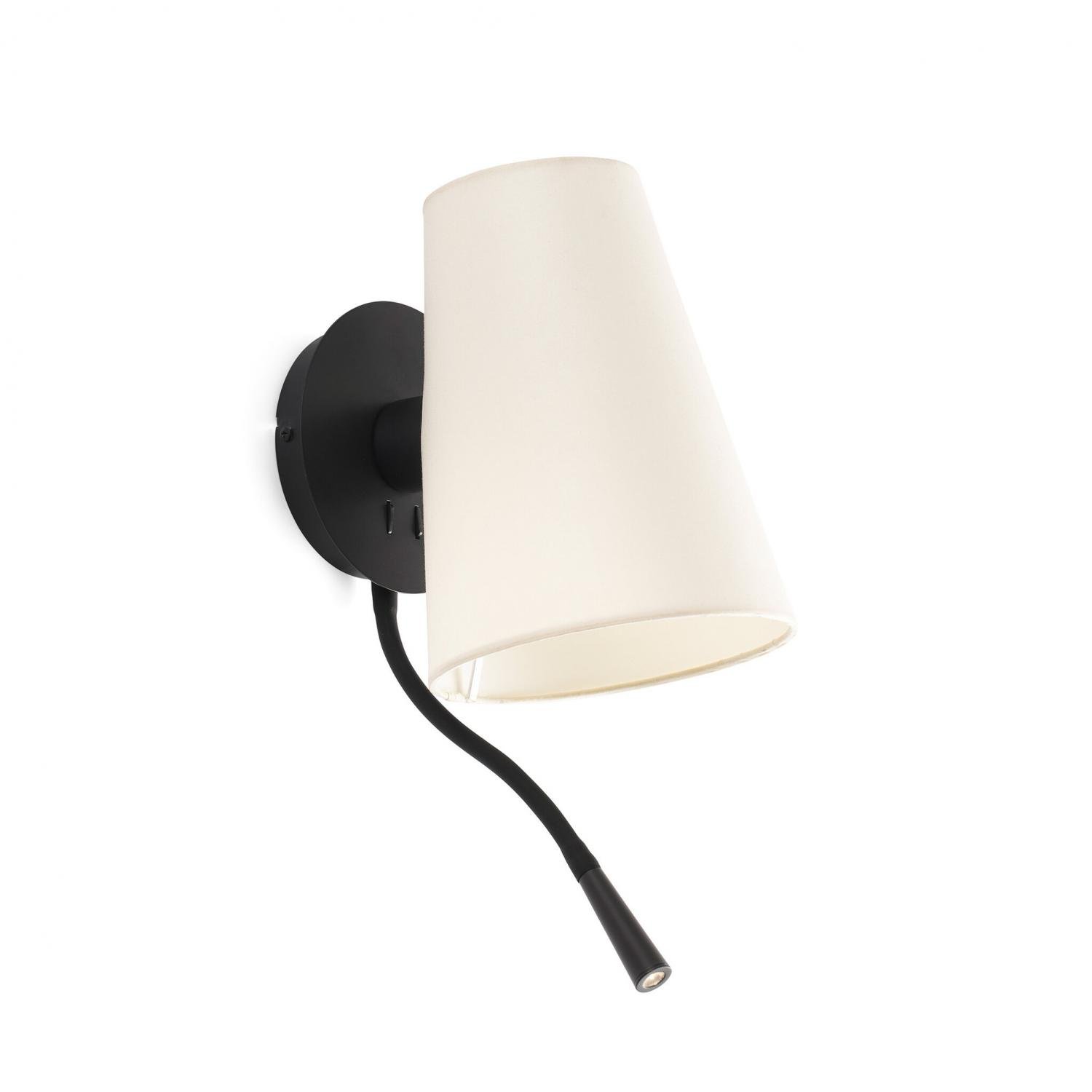 Levně FARO 20032-88 LUPE černá/béžová nástěnná lampa se čtecí lampičkou - FARO