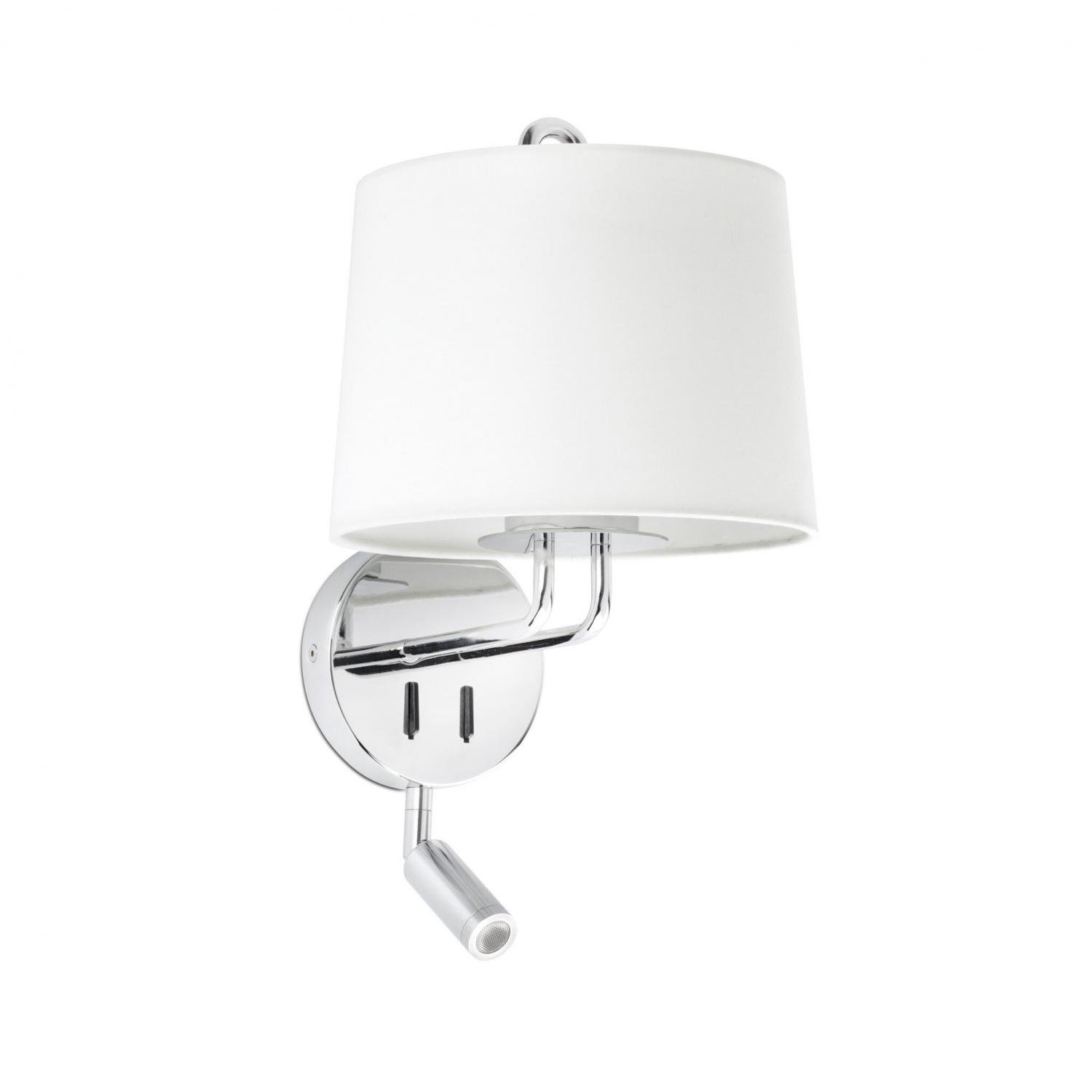 FARO 24033-01 MONTREAL nástěnná lampa, chrom/bílá, se čtecí lampičkou - FARO