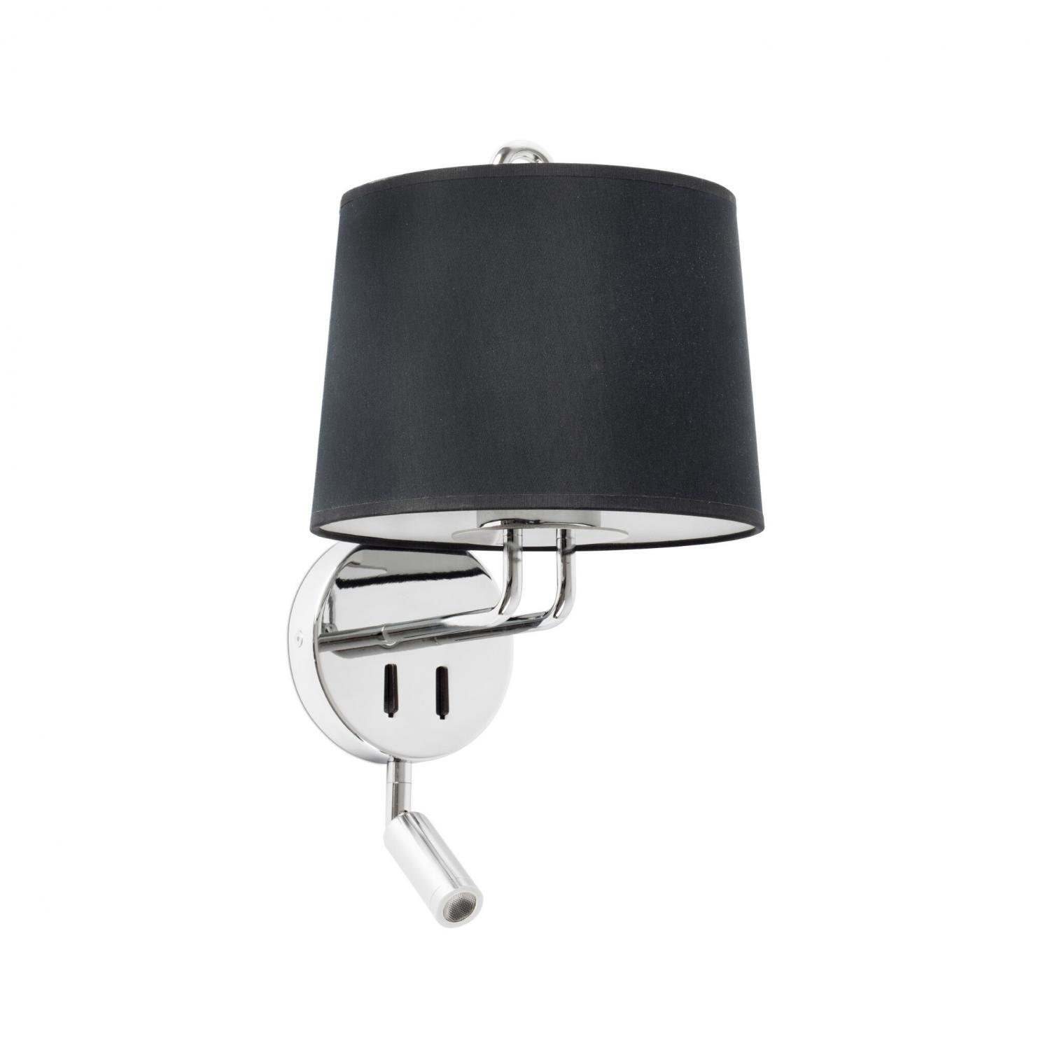 Levně FARO 24033-03 MONTREAL nástěnná lampa, chrom/černá, se čtecí lampičkou - FARO