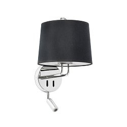 Obrázek pro produkt MONTREAL nástěnná lampa, chrom/černá, se čtecí lampičkou - FARO