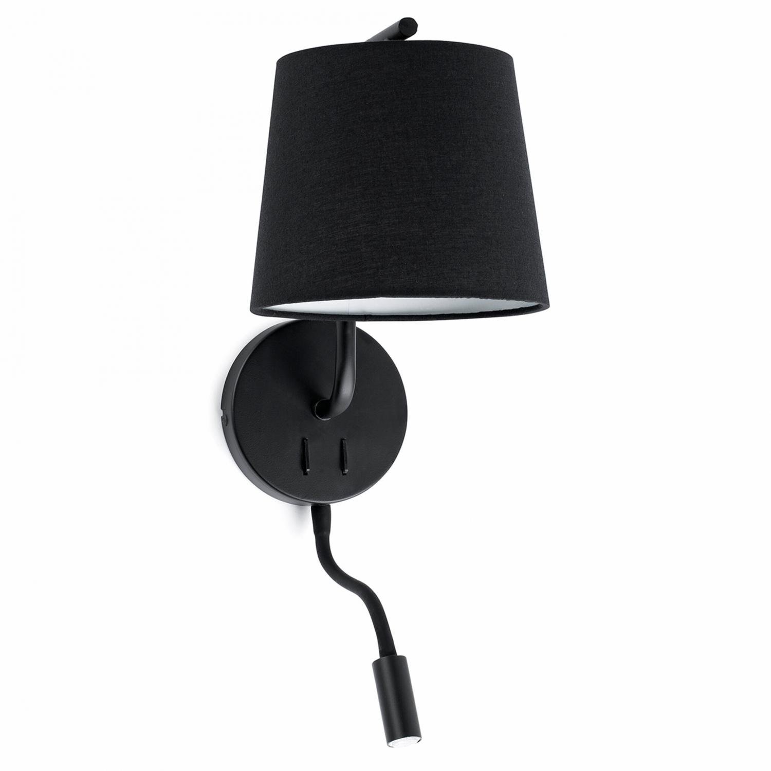 Levně FARO 29330 BERNI nástěnná lampa, černá, se čtecí lampičkou - FARO