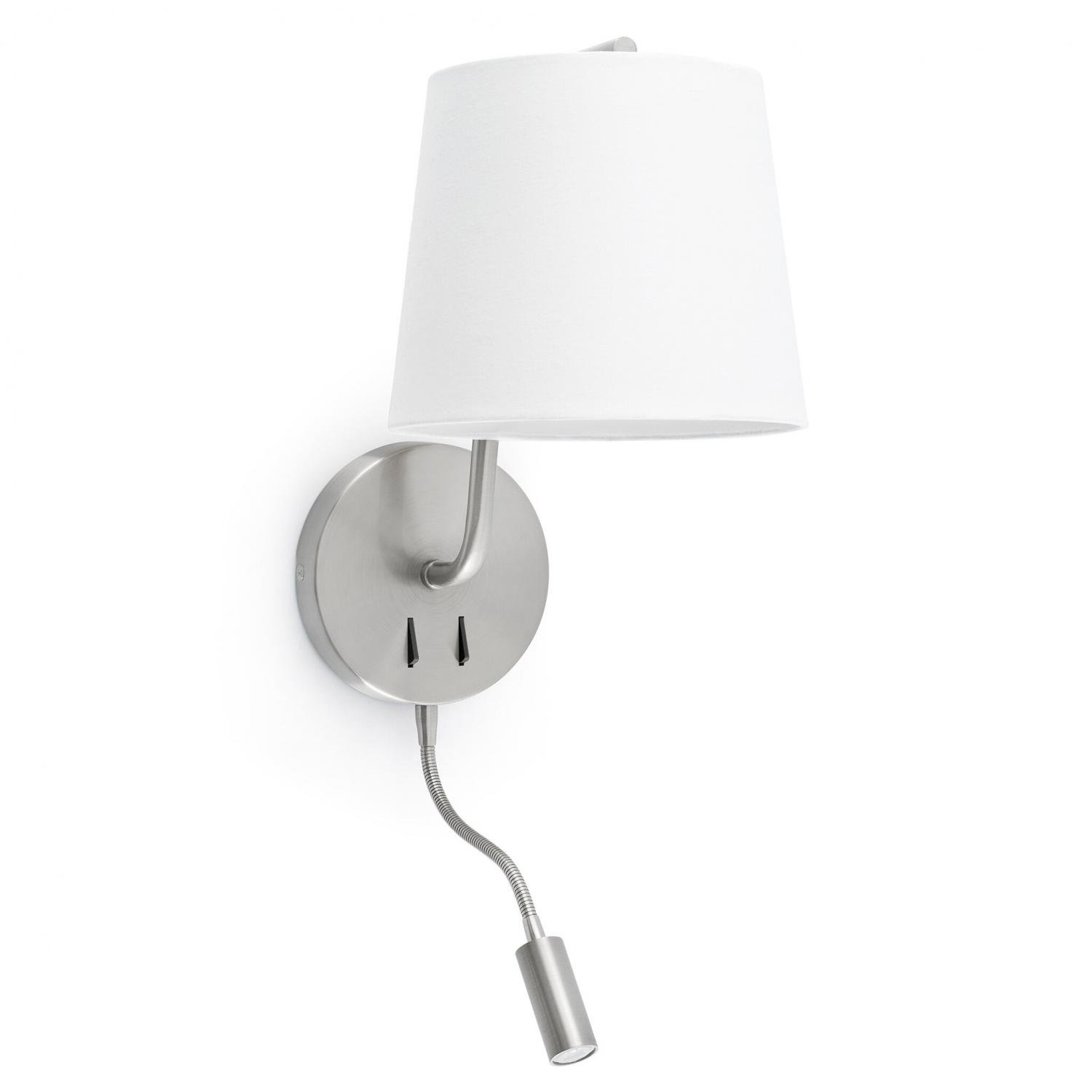 Levně FARO 29331 BERNI nástěnná lampa, nikl, se čtecí lampičkou - FARO