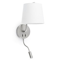 Obrázek pro produkt BERNI nástěnná lampa, nikl, se čtecí lampičkou - FARO