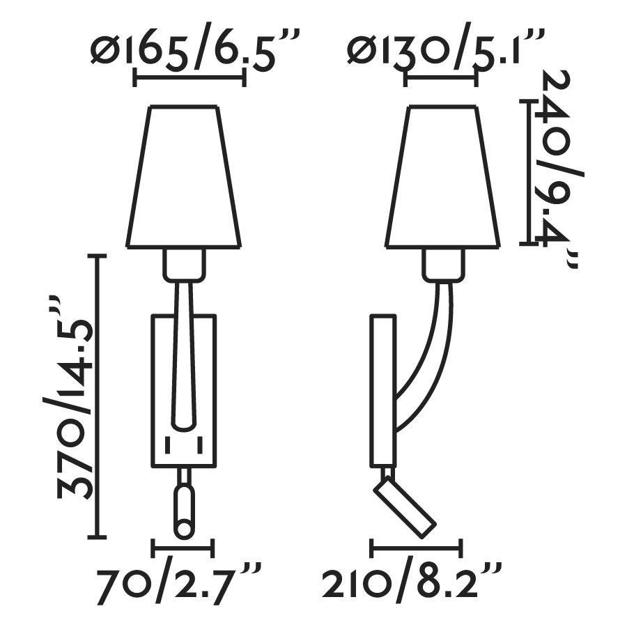 FARO 29683-19 REM nástěnná lampa, starozlatá/bílá, se čtecí lampičkou - FARO (obrázek 2)