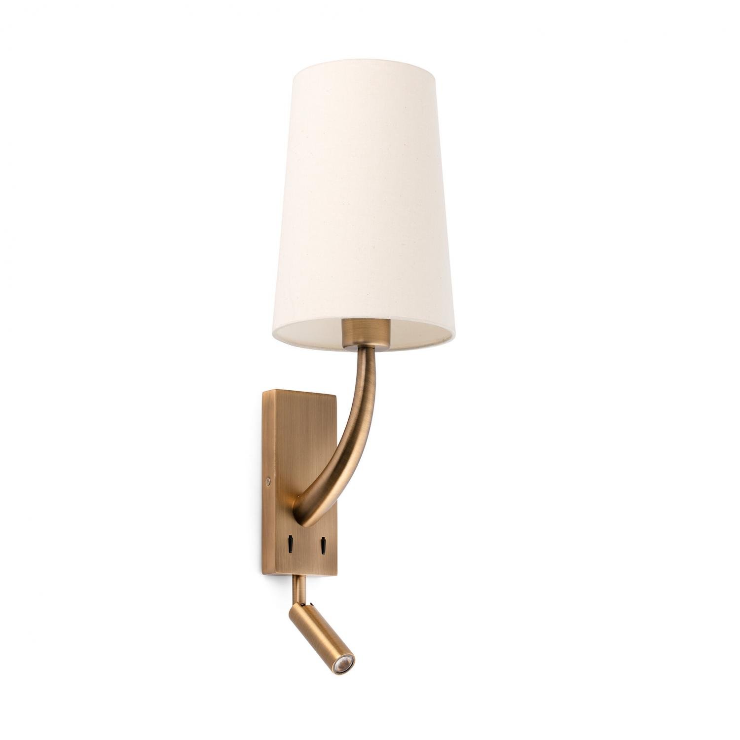 Levně FARO 29683-20 Lampa nástěnná REM starozlatá/béžová, se čtecí lampičkou - FARO