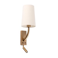 Obrázek pro produkt Lampa nástěnná REM  starozlatá/béžová, se čtecí lampičkou - FARO