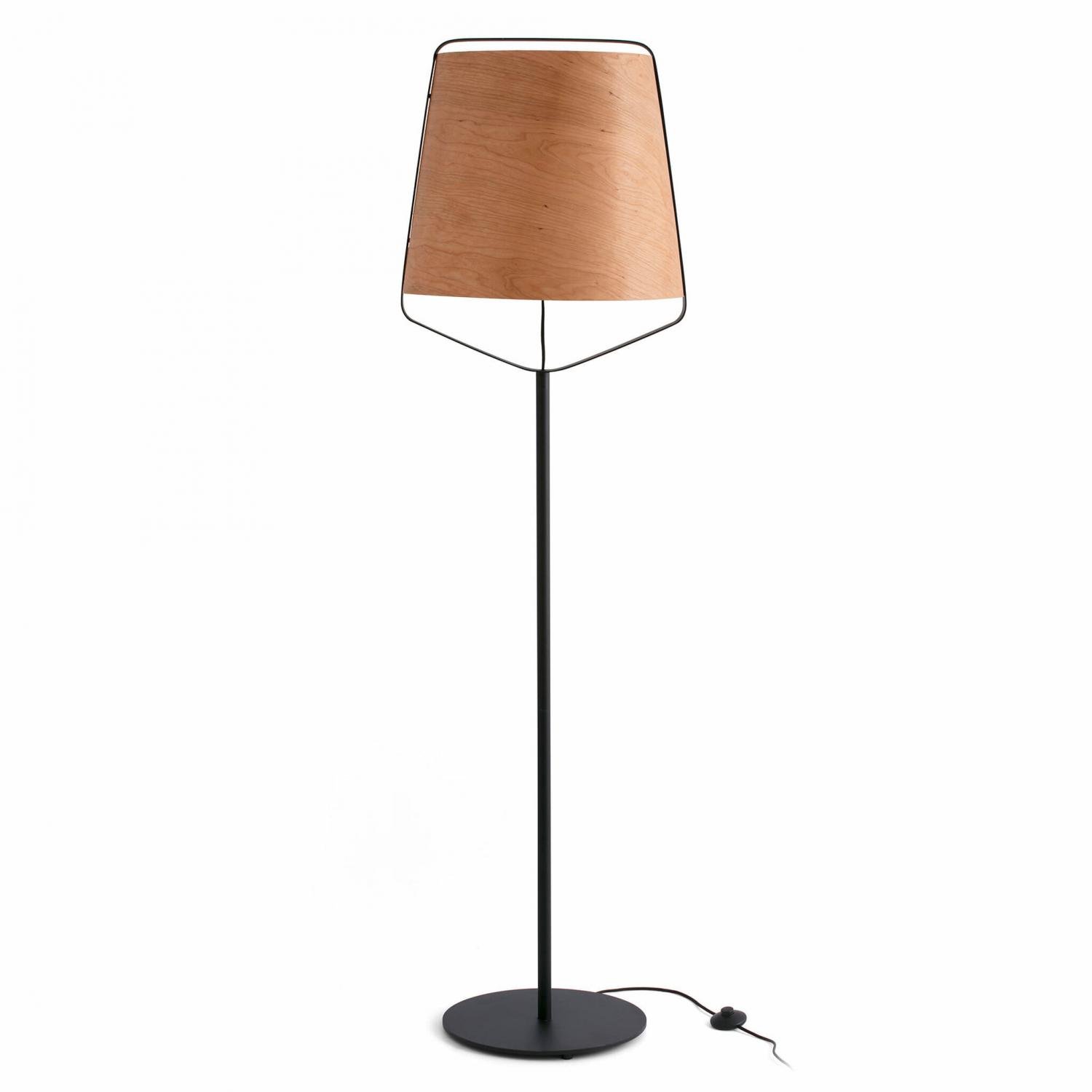 Levně FARO 29847 STOOD černá a dřevěná stojací lampa - FARO