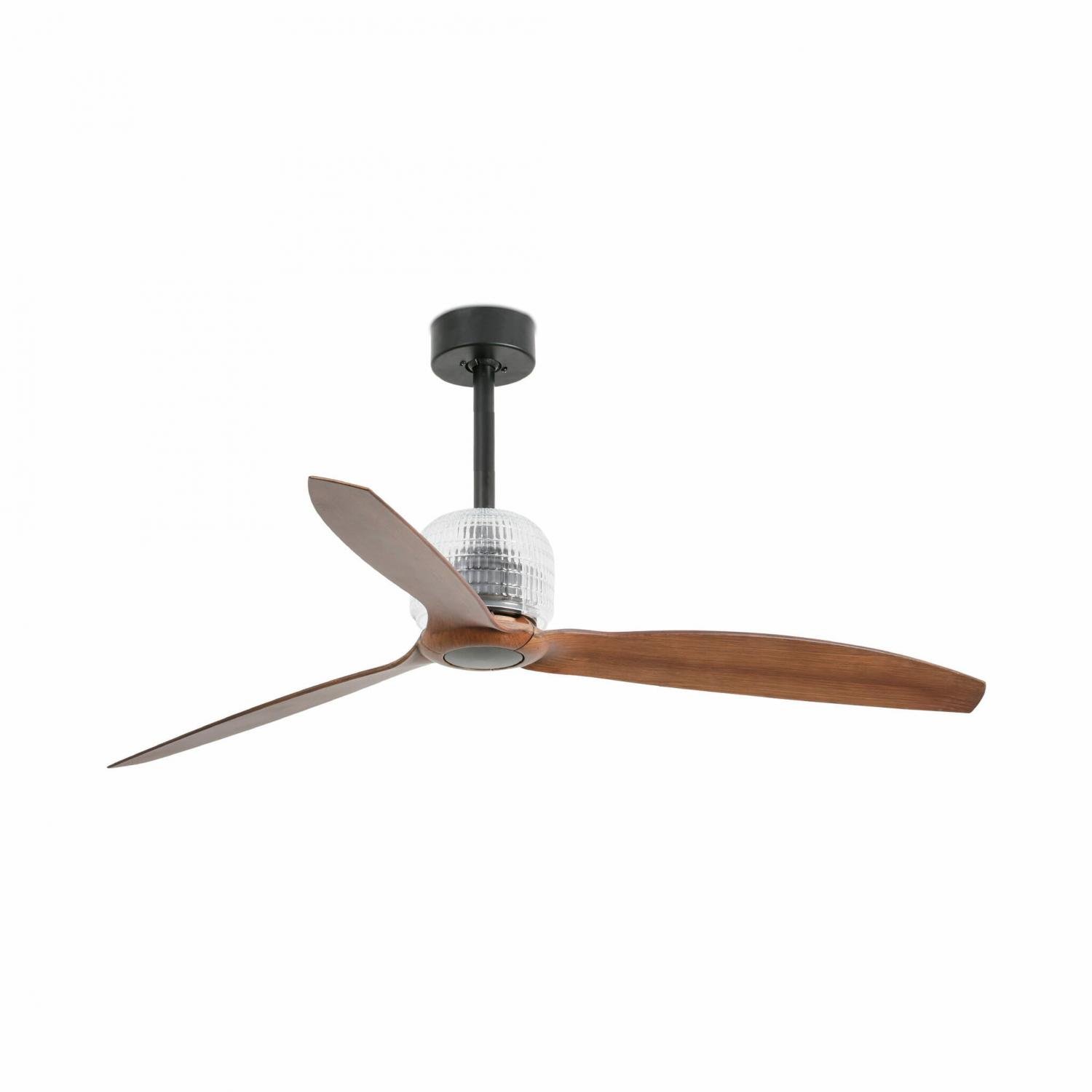 FARO 33395D DECO FAN M, černá/dřevo, stropní LED ventilátor s DC motorem - FARO