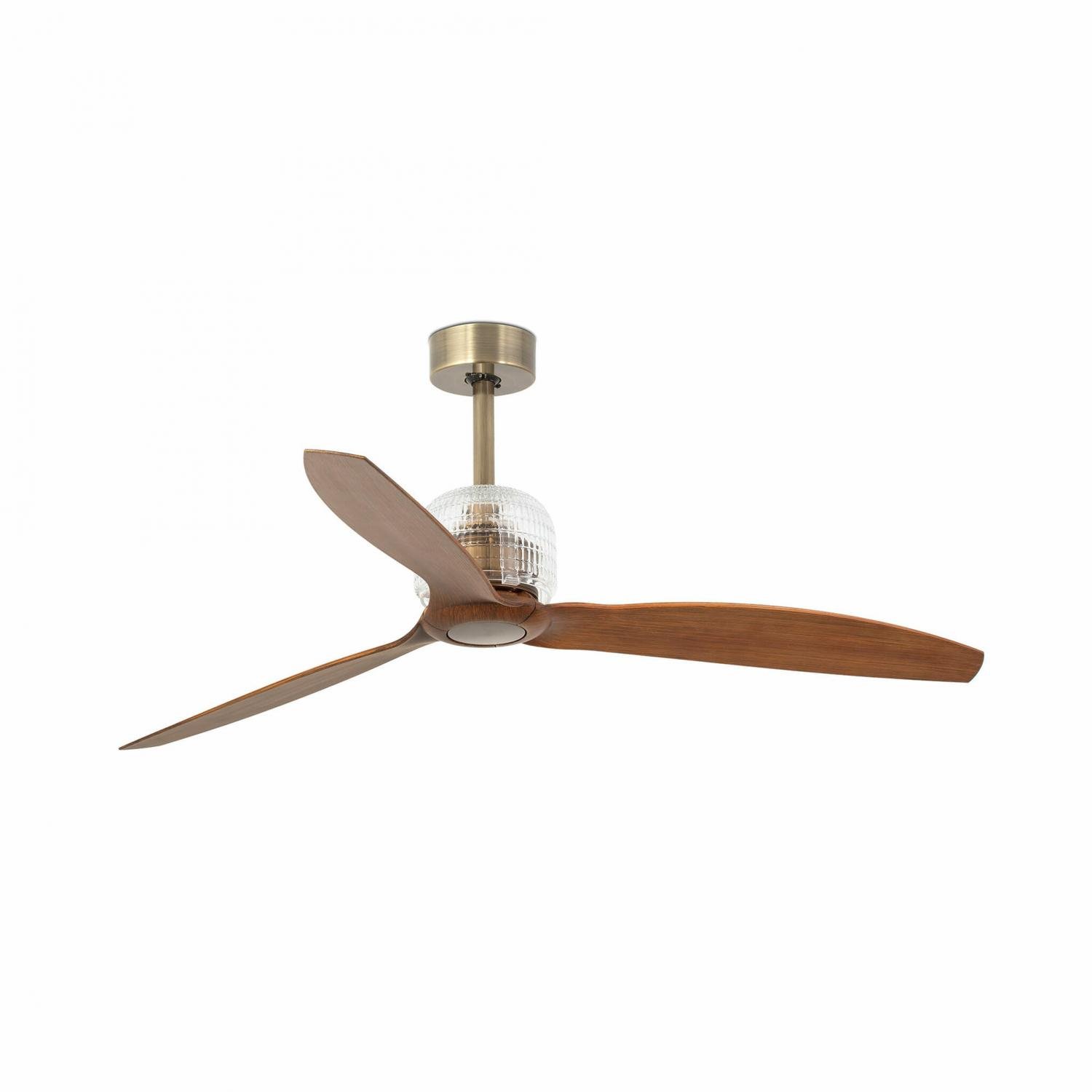 FARO 33398D DECO FAN M, zlatá/dřevo, stropní LED ventilátor s DC motorem - FARO