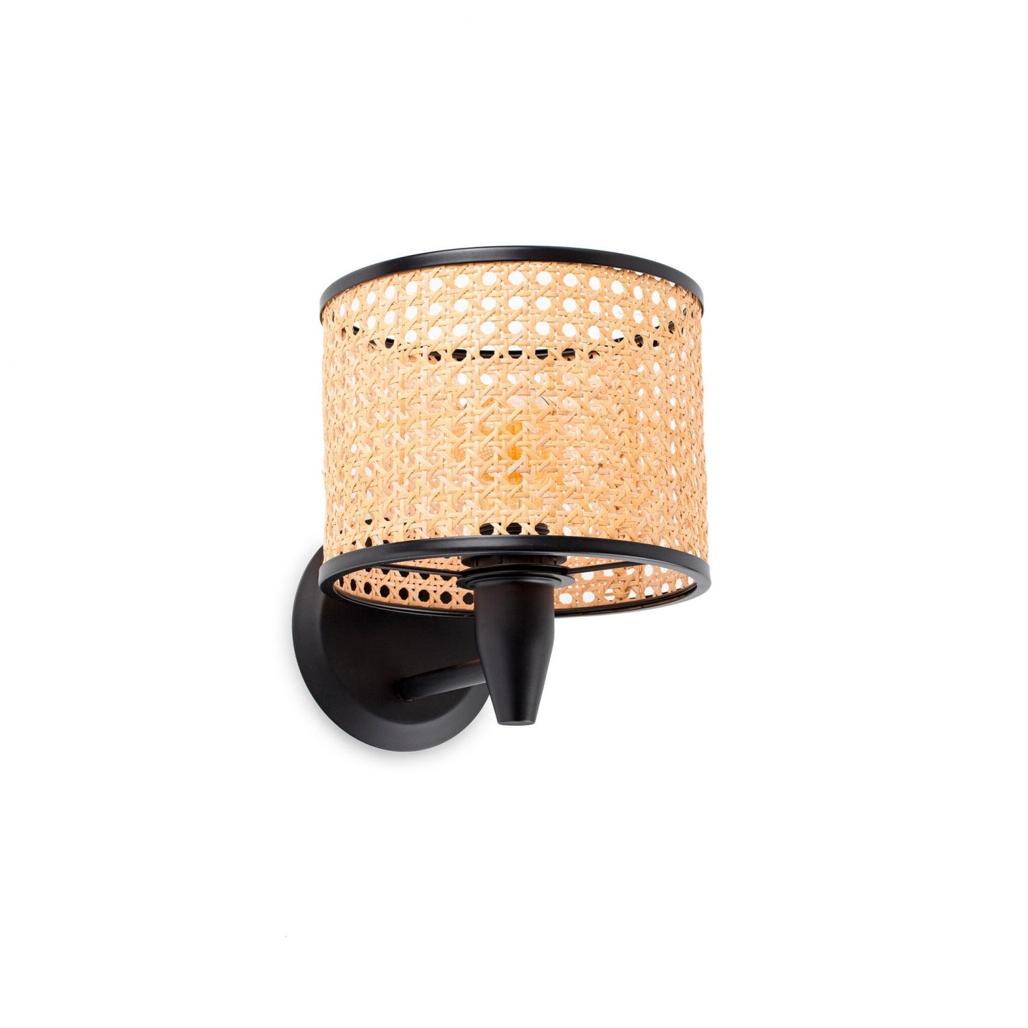 Levně FARO 64307-47 MAMBO černá/ratan nástěnná lampa - FARO