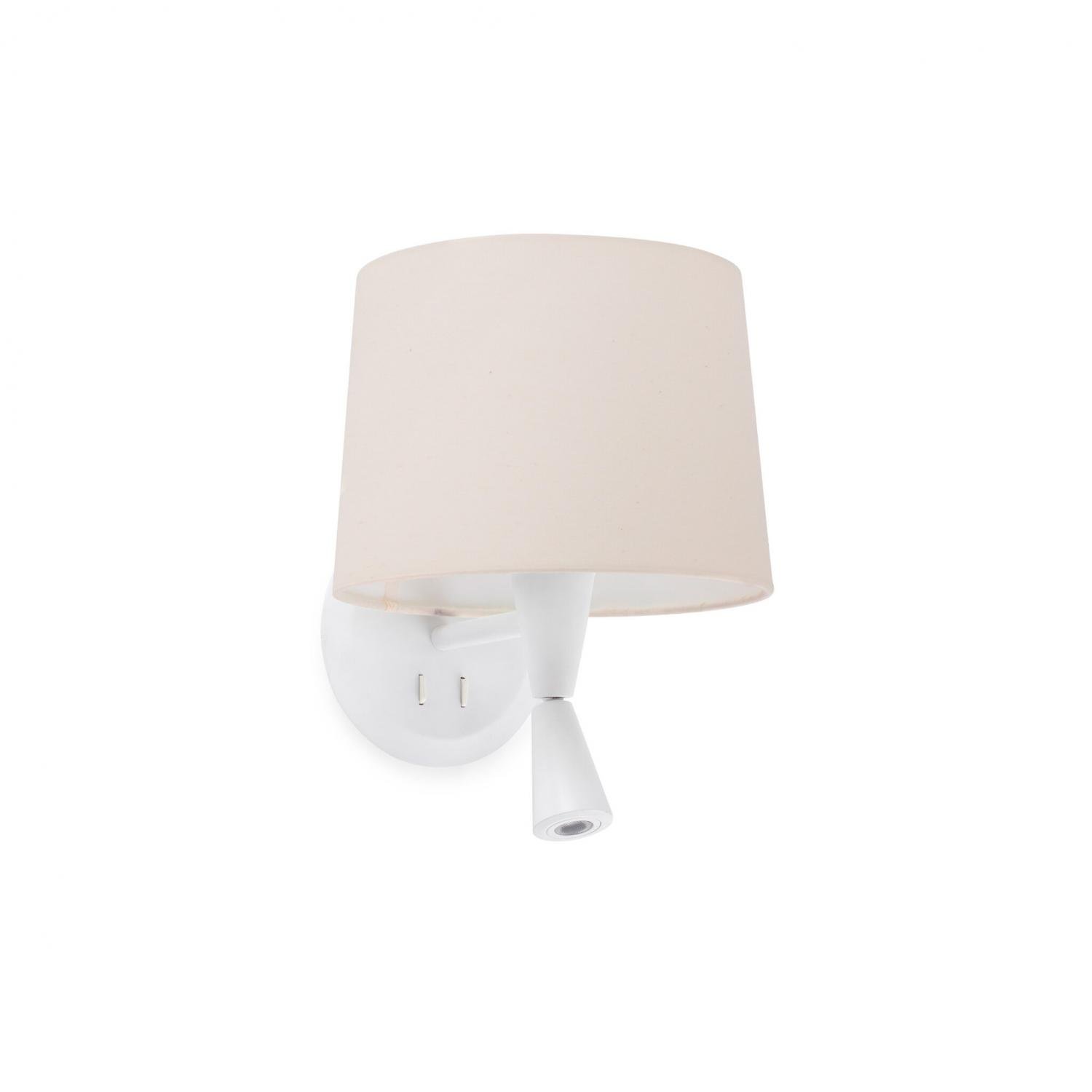 Levně FARO 64308-02 CONGA nástěnná lampa, bílá/béžová, se čtecí lampičkou - FARO