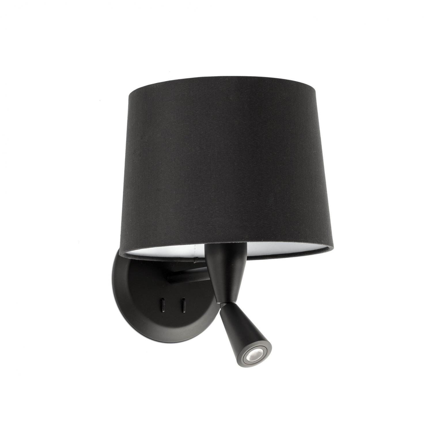 FARO 64309-03 CONGA nástěnná lampa, černá, se čtecí lampičkou - FARO