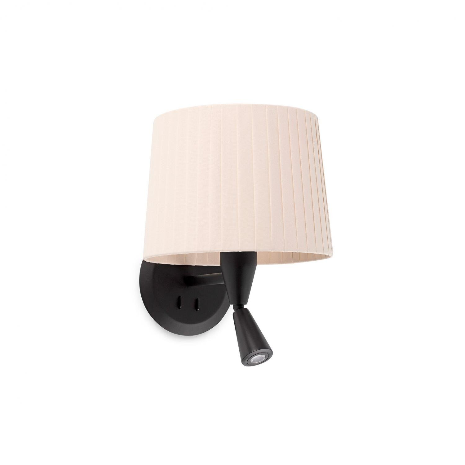 FARO 64309-35 SAMBA černá/skládaná béžová nástěnná lampa se čtecí lampičkou - FARO