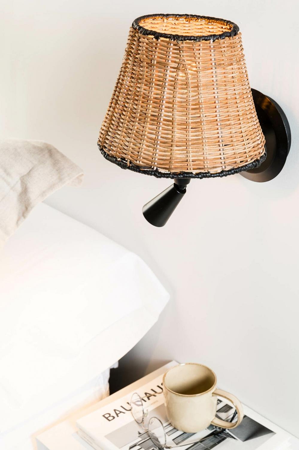 FARO 64309-71 SUMBA černá/ratan nástěnná lampa se čtecí lampičkou - FARO (obrázek 2)
