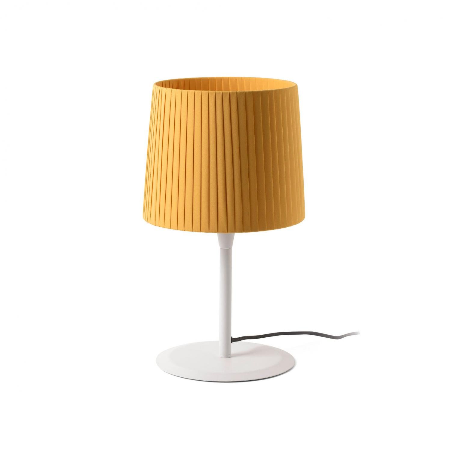 Levně FARO 64310-39 SAMBA bílá/skládaná žlutá stolní lampa - FARO