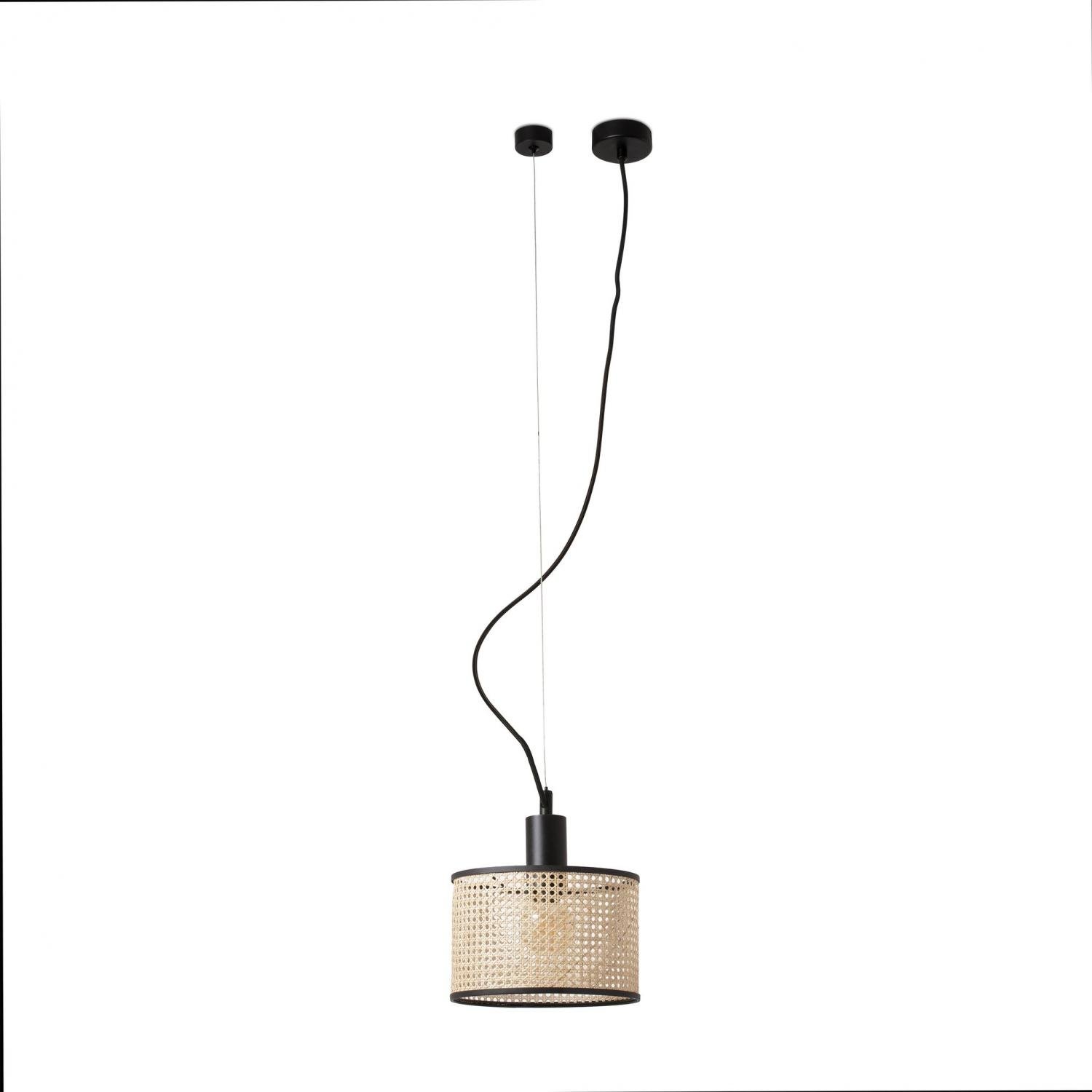 Levně FARO 64314-47 MAMBO 210 závěsné svítidlo, černá/ratan, pr.210 - FARO