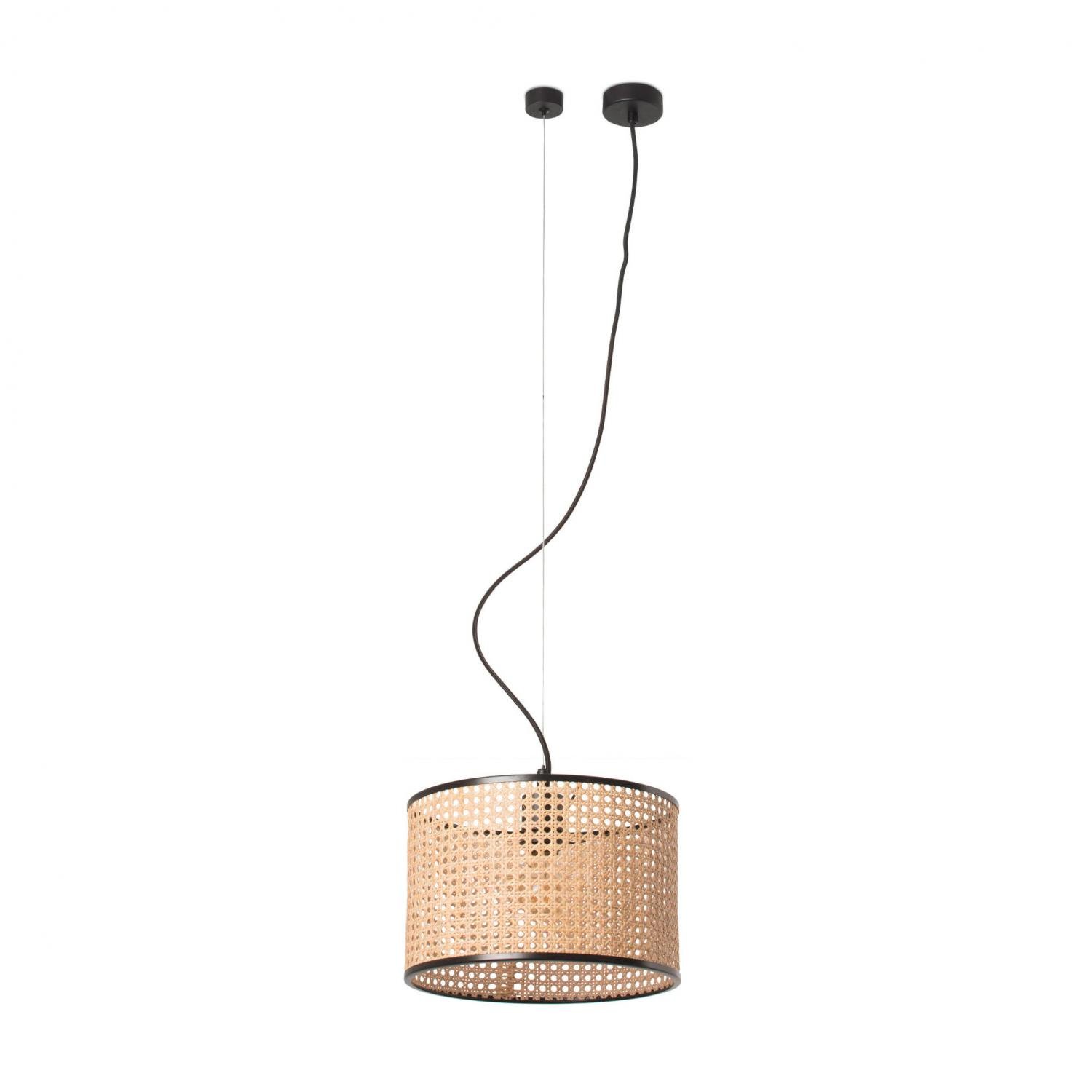 Levně FARO 64314-48 MAMBO závěsné svítidlo, černá/ratan, pr.320 - FARO
