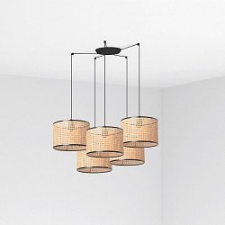 Obrázek pro produkt MAMBO závěsné svítidlo, černá/ratan, pr.320 5L - FARO