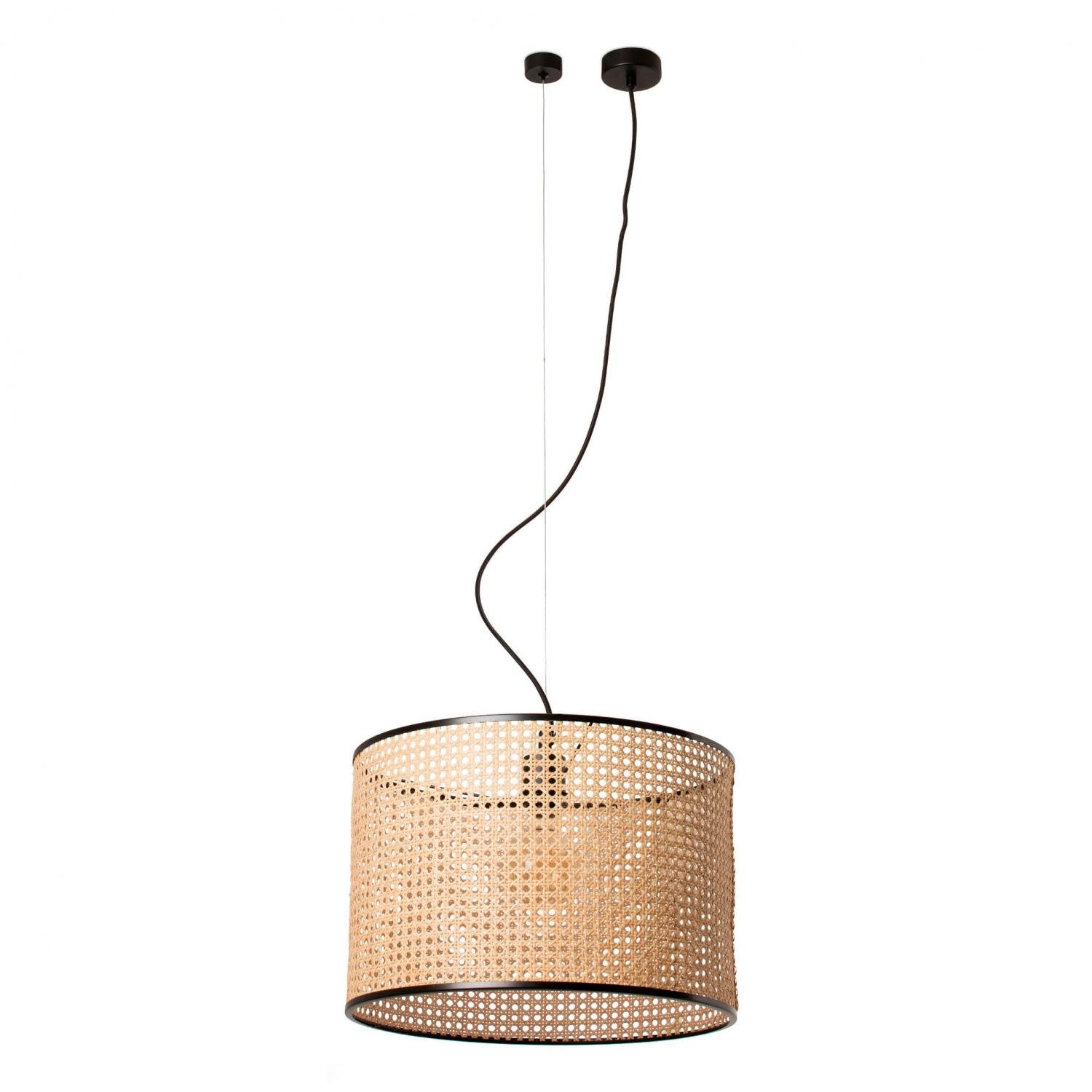 Levně FARO 64314-49 MAMBO závěsné svítidlo, černá/ratan, pr.450 - FARO