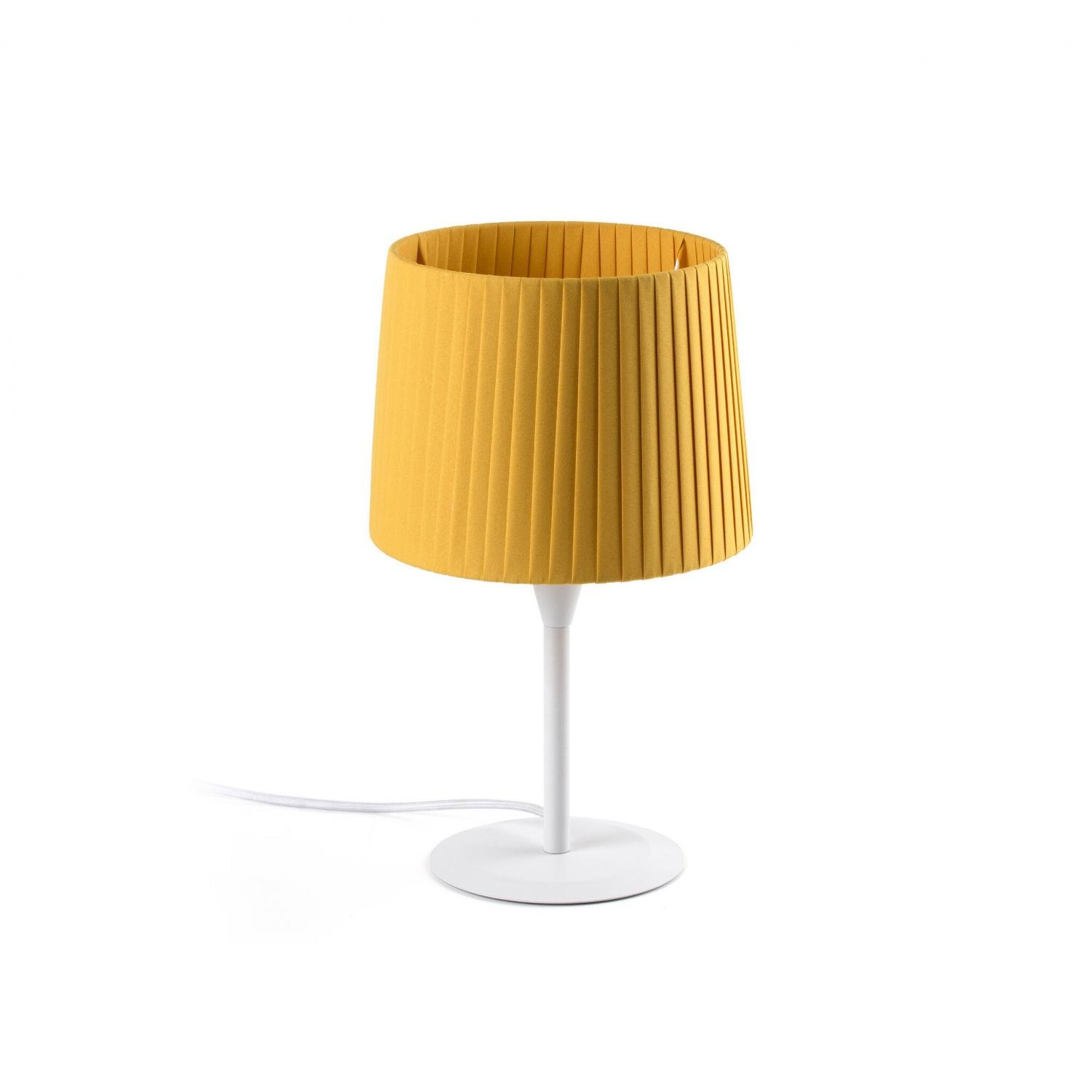 Levně FARO 64316-36 SAMBA bílá/skládaná žlutá mini stolní lampa - FARO