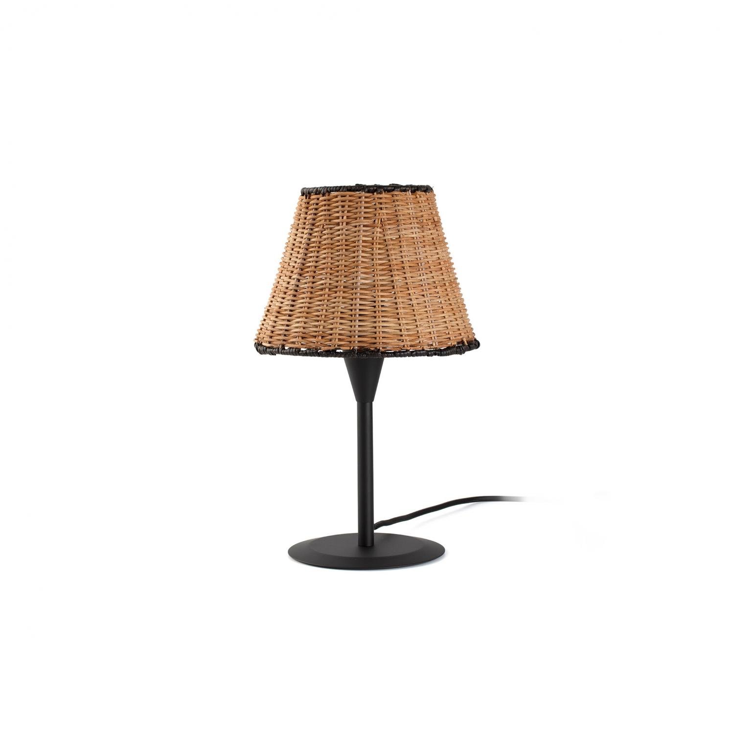 Levně FARO 64317-71 SUMBA černá/ratan mini stolní lampa - FARO
