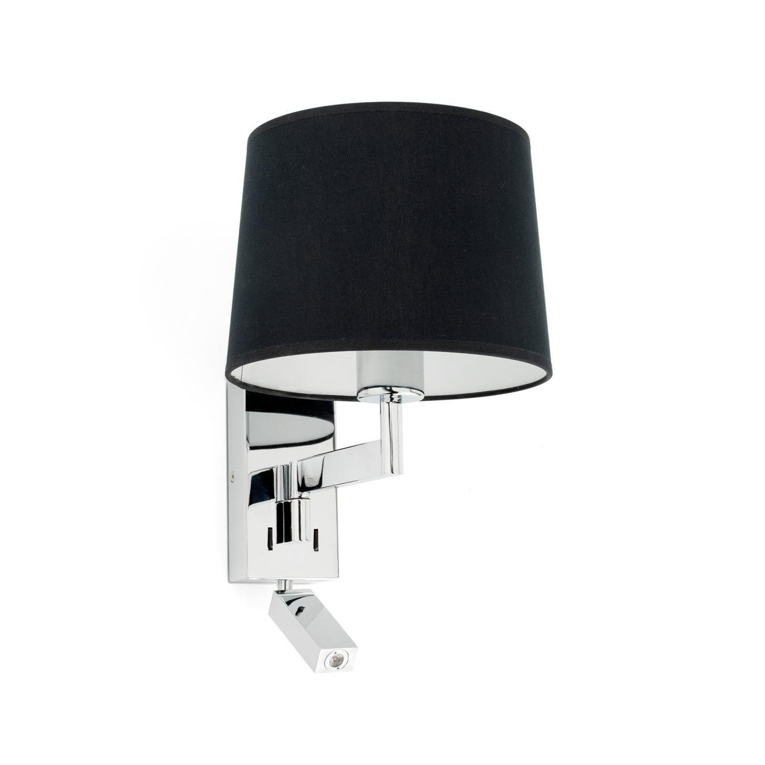 Levně FARO 68493-03 ARTIS chrom/černá nástěnná lampa se čtecí lampičkou - FARO