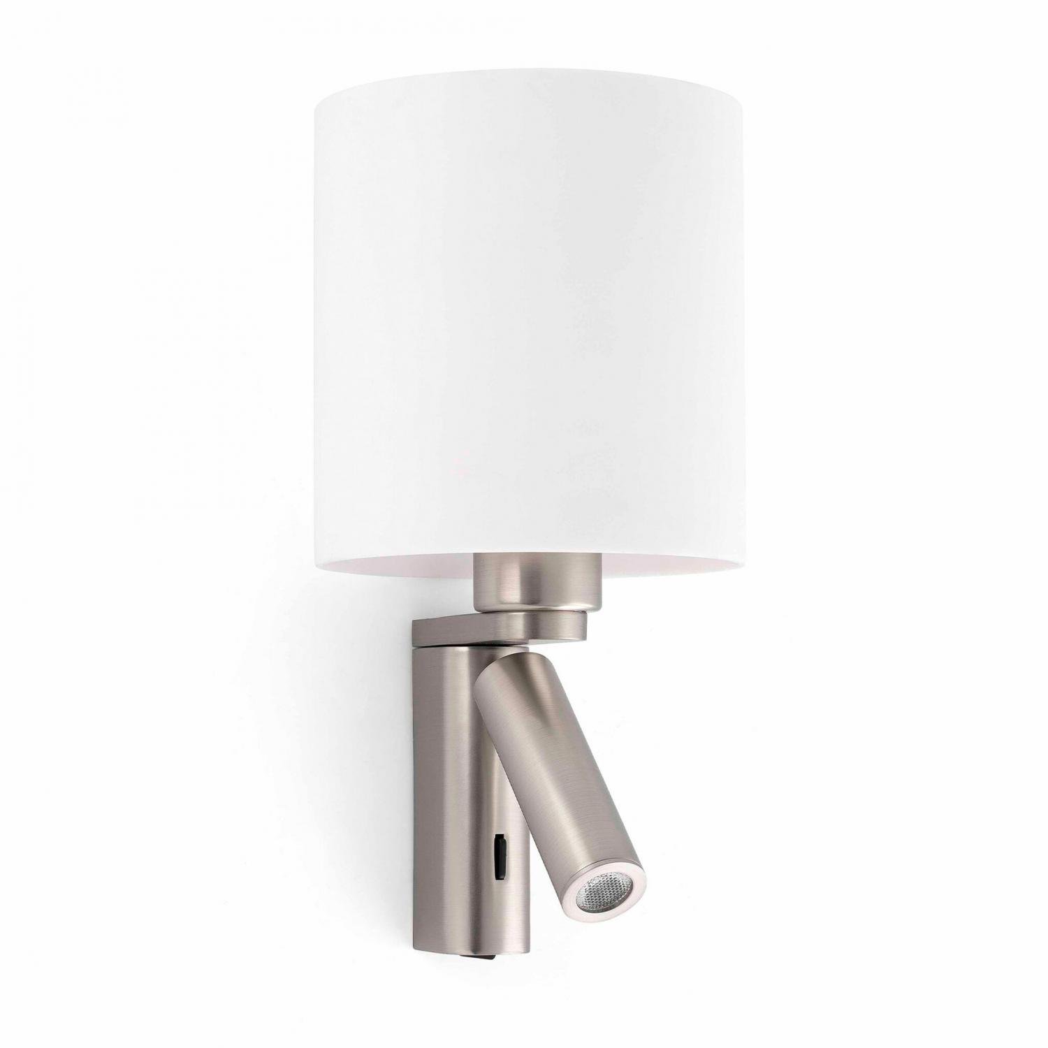 Levně FARO 68498 ROB SHADE nástěnná lampa, nikl, se čtecí lampičkou - FARO