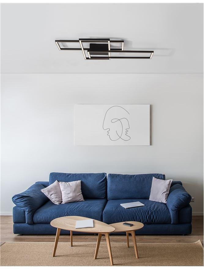 NV 9508431 Svítidlo stropní BILBAO matný černý hliník a akryl LED 55W 230V 3000K IP20 stmívatelné - NOVA LUCE