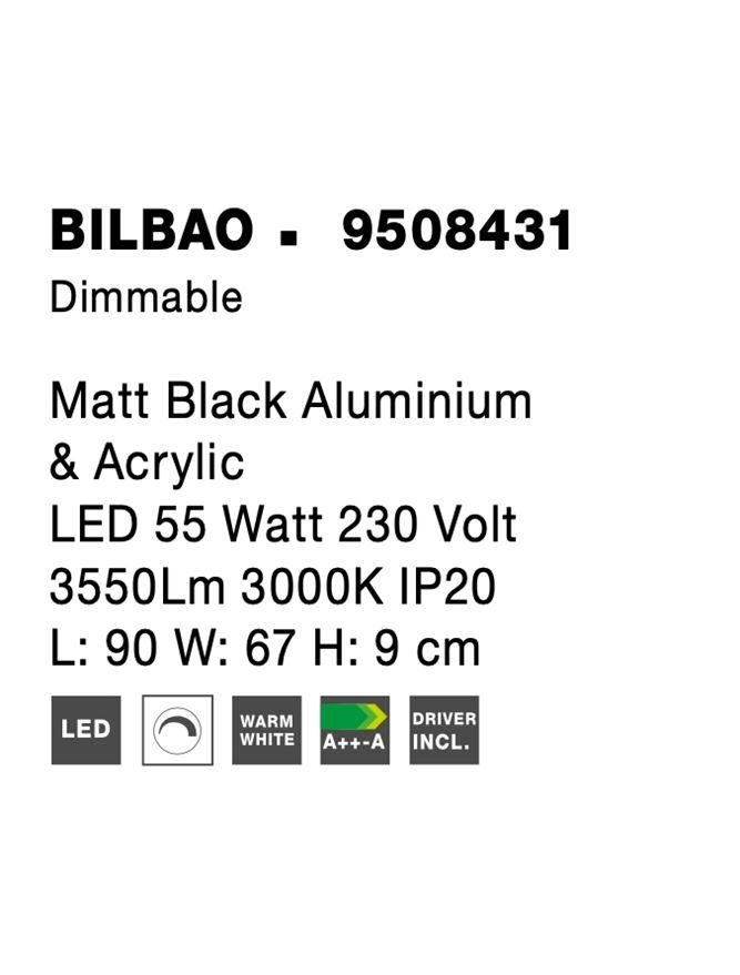 NV 9508431 Svítidlo stropní  BILBAO matný černý hliník a akryl LED 55W 230V 3000K IP20 stmívatelné - NOVA LUCE (obrázek 8)
