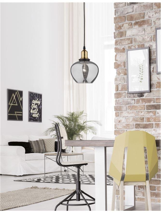 NV 8436403 Závěsné svítidlo CEDRO kouřové sklo bronz a černý kov E27 1x12W IP20 bez žárovky - NOVA LUCE