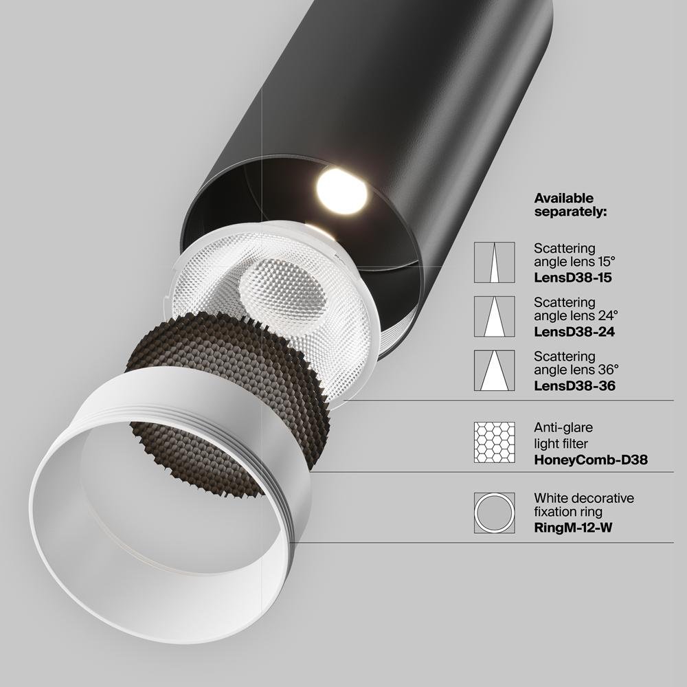 M TR021-1-12B3K-W-D-B Svítidlo pro kolejnicový systém Focus LED 3000K 12W 900lm černý hliník stmívatelné Unity - MAYTONI (obrázek 6)