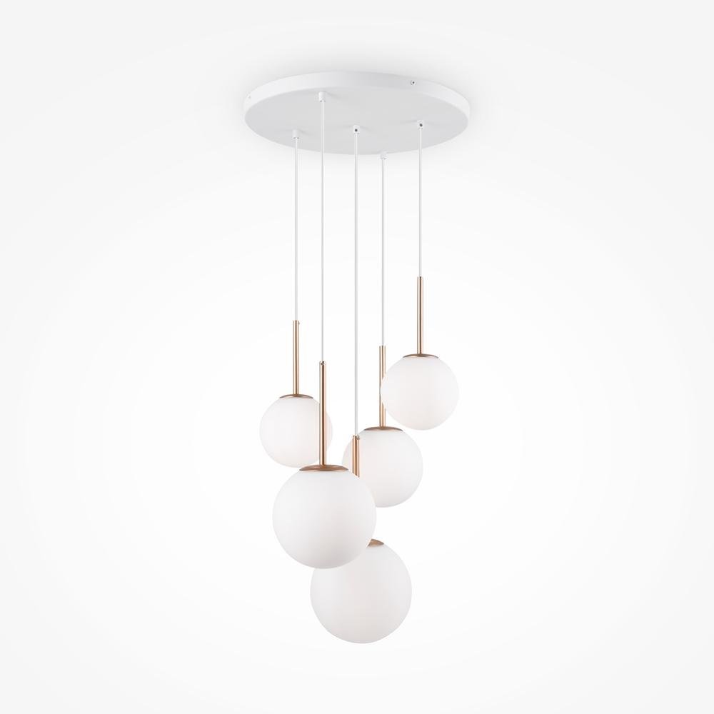 M MOD321PL-05G Závěsné svítidlo Basic form E14 5x40W bílá/zlatá kov/sklo - MAYTONI