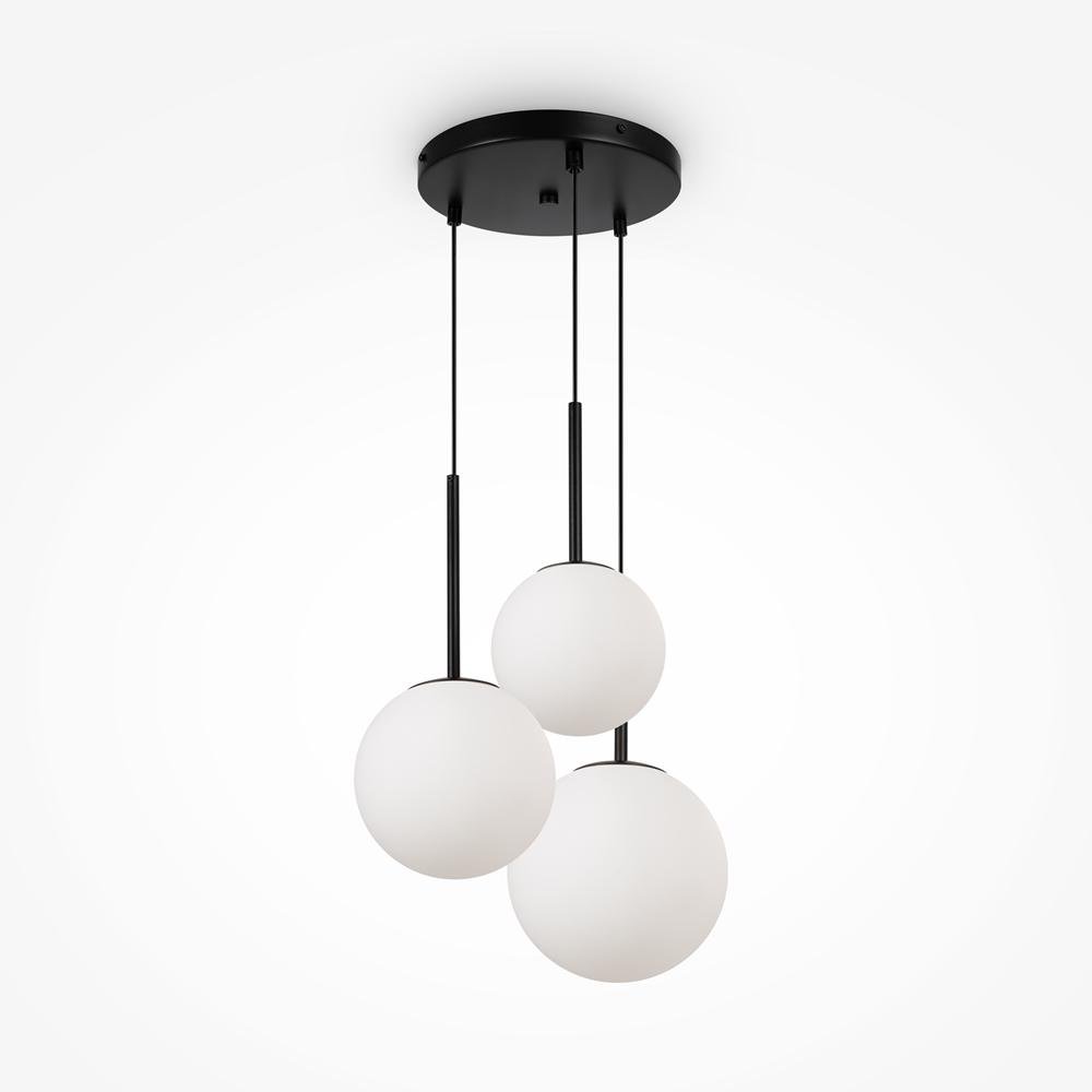 M MOD321PL-03B Závěsné svítidlo Basic form E14 3x40W opálové sklo bílá/černá kov designové - MAYTONI