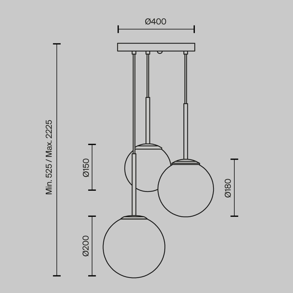 M MOD321PL-03B Závěsné svítidlo Basic form E14 3x40W opálové sklo bílá/černá kov designové - MAYTONI (obrázek 5)