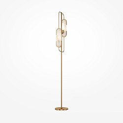 Obrázek pro produkt Stojací lampa Marmo 2x40W bílá/zlatá přírodní kámen kov designová - MAYTONI