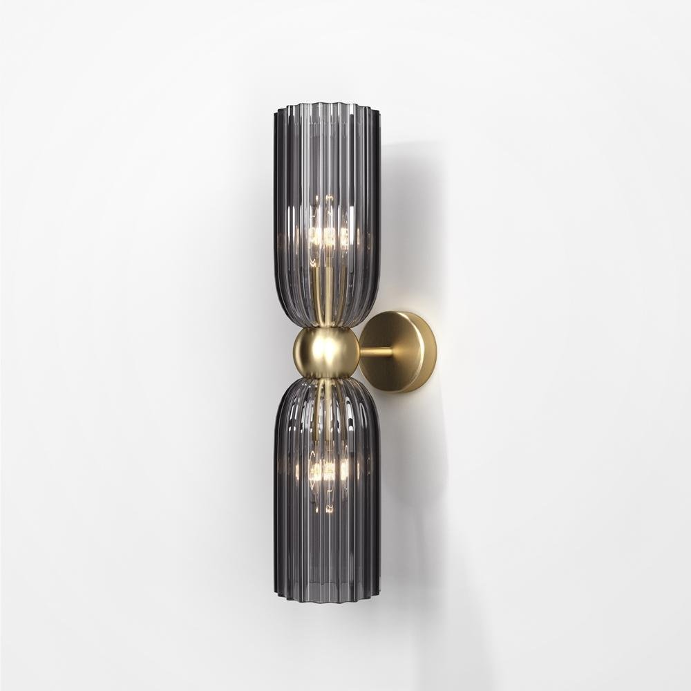 M MOD302WL-02GR Nástěnné svítidlo Antic E14 2x40W kouřové sklo šedá kov designové - MAYTONI