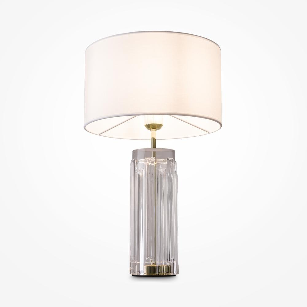 M MOD304TL-01G Stolní lampa Muse E27 60W bílá textil/sklo/zlatá - MAYTONI