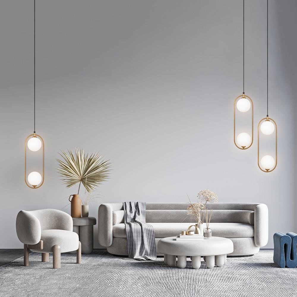 M MOD013PL-02BS1 Závěsné svítidlo Ring 2xG9 50W bílá/mosaz kov/sklo designové - MAYTONI (obrázek 4)