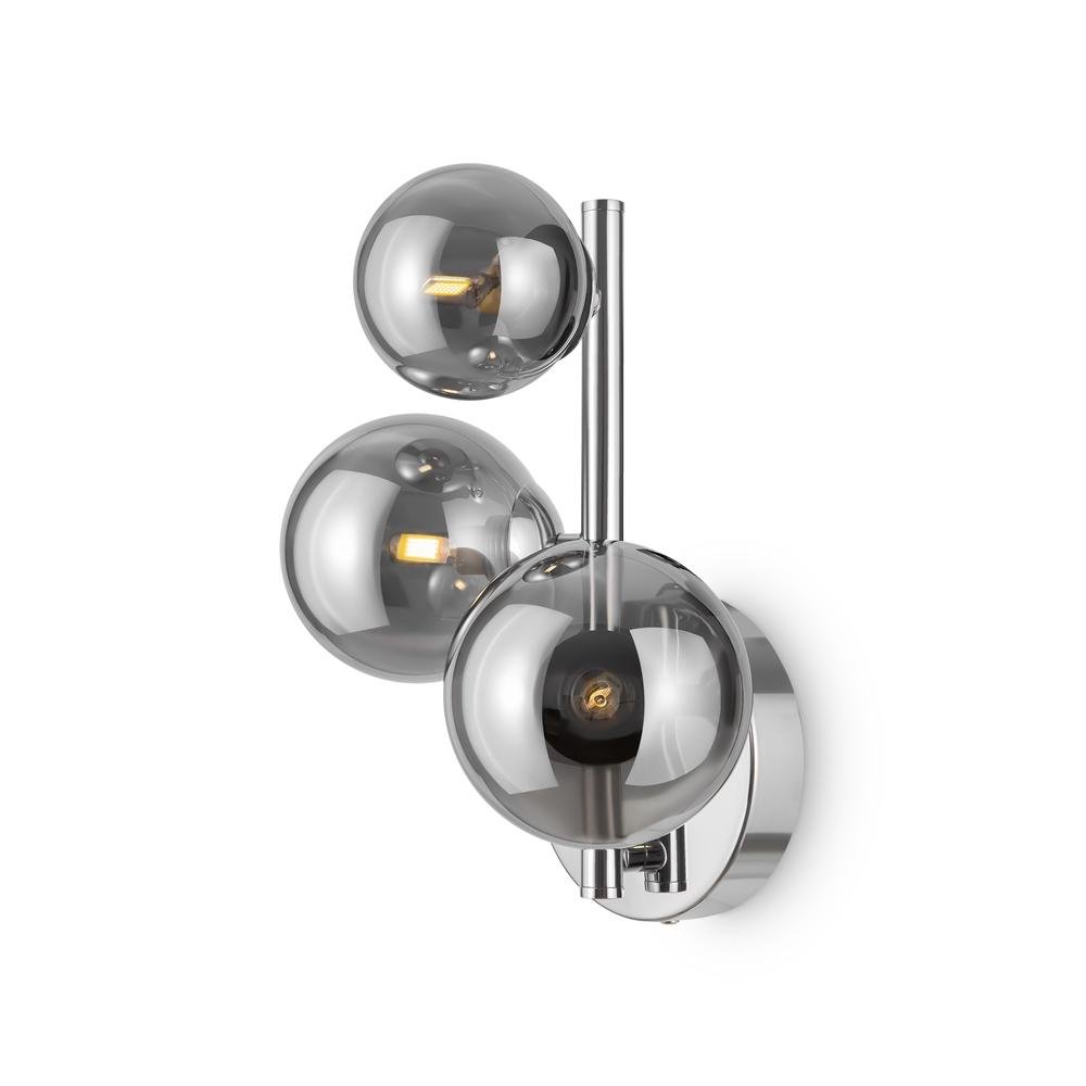 M MOD545WL-03CH Nástěnné svítidlo Dallas 3x28W kouřové sklo chrom kov designové - MAYTONI (obrázek 3)