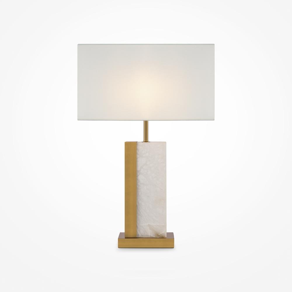 M Z031TL-01BS Stolní lampa Bianco E27 60W bílá mosaz kov alabastr designová - MAYTONI