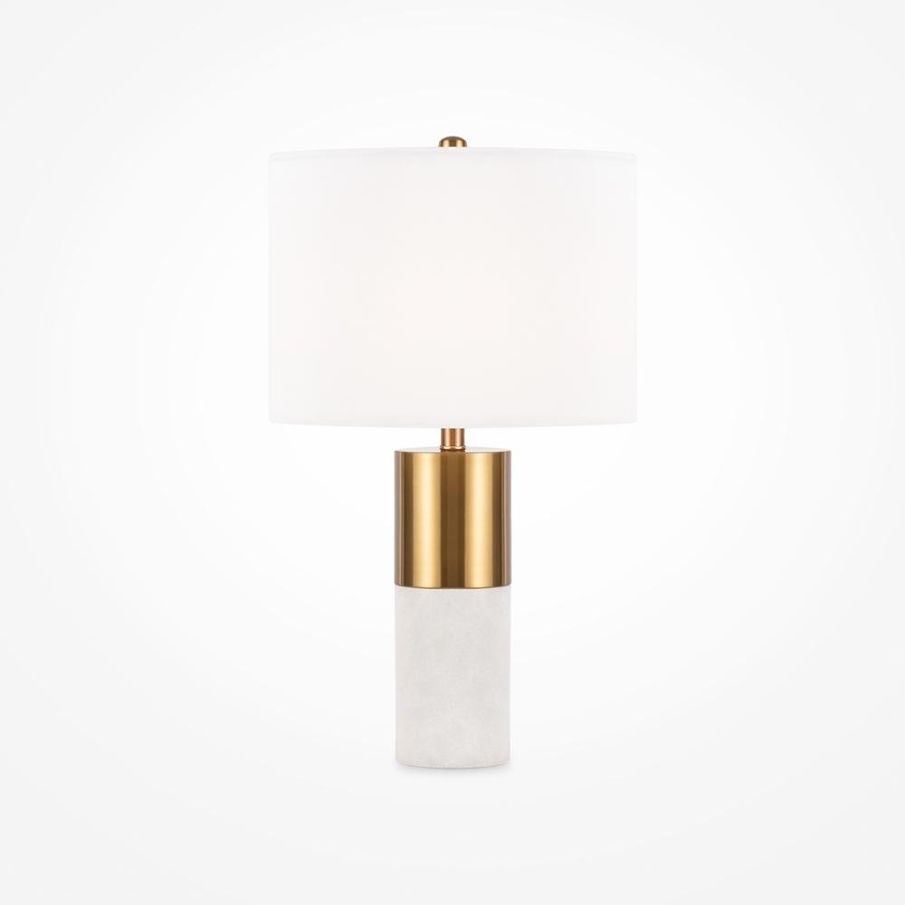 M Z030TL-01BS Stolní lampa Bianco E27 60W bílá/mosaz kov/alabastr/bavlna - MAYTONI
