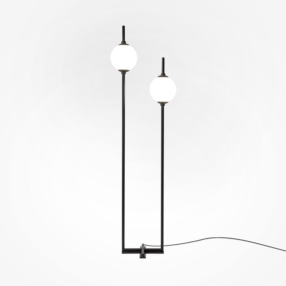 M Z020FL-L12BK Stojací lampa The Sixth Sense 3000K 12W teplá bílá 750lm bílá/černá kov/sklo LED - MAYTONI