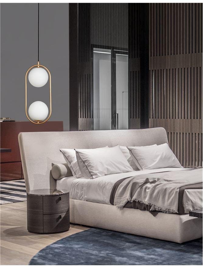 NV 9988171 Závěsné svítidlo OBITAR opálové sklo mosazný zlatý kov G9 2x5W 230V IP20 bez žárovky - NOVA LUCE