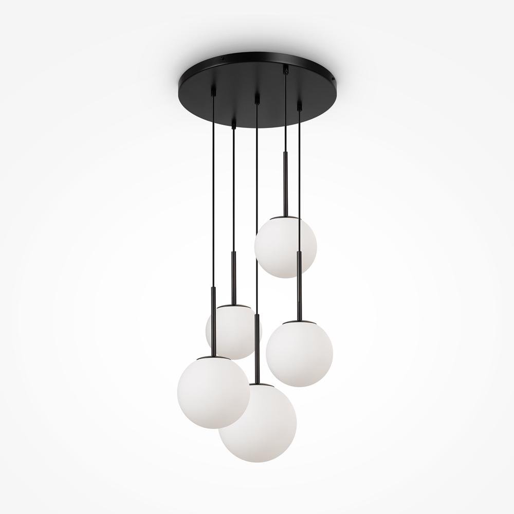 M MOD321PL-05B Závěsné svítidlo Basic form E14 5x40W černý kov opálové sklo - MAYTONI