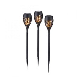 Obrázek pro produkt Solární pochodeň, svítidlo se zápichem, černá, 3ks sada s efektem plamene, 2700K - JUST LIGHT