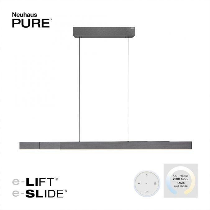PN 2545-15 LED závěsné svítidlo PURE-MOTO-RISE elektricky nastavitelná výška dotykový vypínač 2700-5000K platina - PAUL NEUHAUS