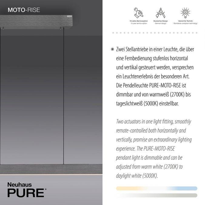 PN 2545-15 LED závěsné svítidlo PURE-MOTO-RISE elektricky nastavitelná výška dotykový vypínač 2700-5000K platina - PAUL NEUHAUS (obrázek 3)